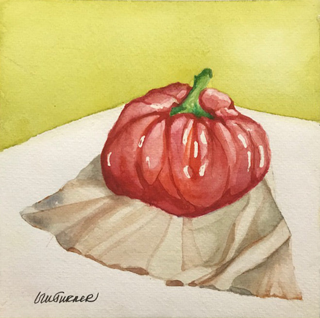 Harvest Bounty I - Watercolour painting of a ripe tomato